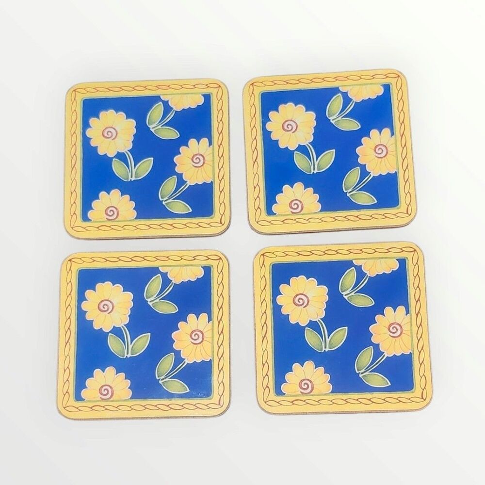 Villeroy & Boch Set of 4 Coasters Flowers Floral Cork‎ Backed